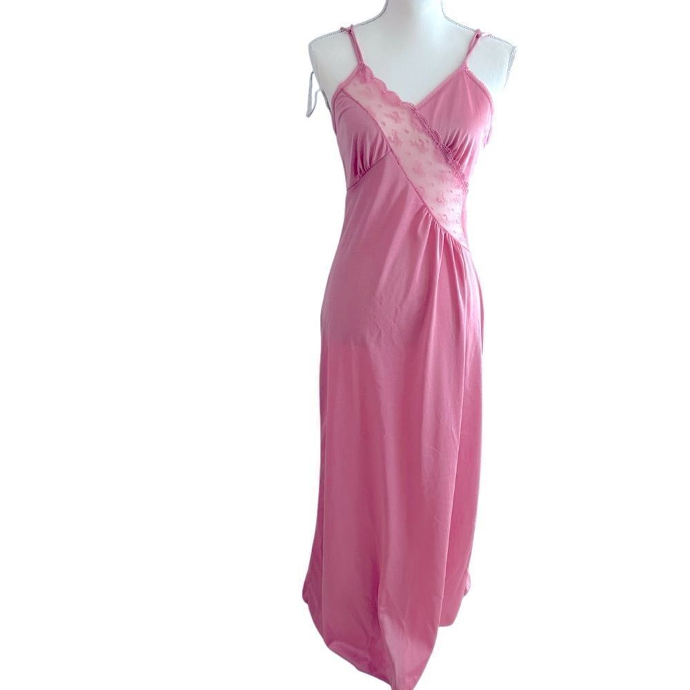 Vintage Nylon Lace Women's Nightgown Pink J C Penney Size Medium